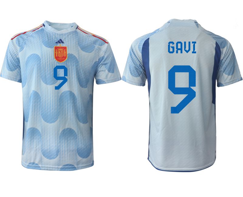 Cheap Men 2022 World Cup National Team Spain away aaa version blue 9 Soccer Jerseys